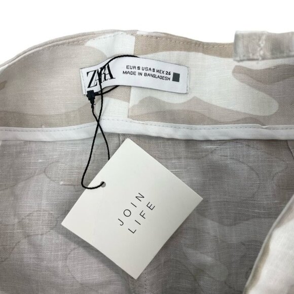 NWT ZARA Camo Linen Blend Cargo Wrap Mini Skirt Sz Small - Picture 6 of 8